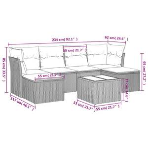 7-Piece Beige PE <b>Rattan</b> Garden <b>Sofa</b> Set UV-Resistant Materials - Product Image 3