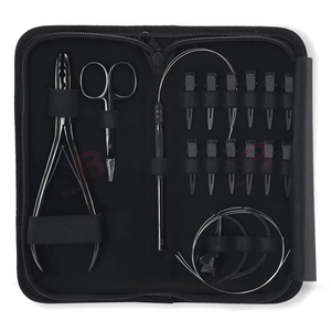 MAGMA BEAUTY Professional Hair Extension Tools Kit Stainless Steel <b>Crimping</b> Pliers Custom Logo C Type Needles Pulling Hook for - Product Image 4