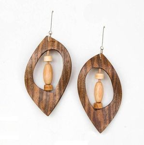 Boucles d'oreilles pendantes ethniques artisanales en bois, élégantes, pour femme, style rustique, pour fêtes et usage quotidien, bijoux fantaisie - Product Image 2