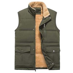 Gilet matelassé sans manches en toile enduite de laine OEM, personnalisable avec logo frontal, respirant, imperméable, fermeture éclair intégrale, pour homme et femme, idéal printemps - Product Image 3