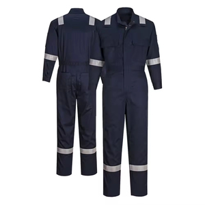 Combinaison de travail extérieure en coton une pièce OEM ODM, classe 2 ANSI, imperméable, avec bande réfléchissante LED, veste et pantalon - Product Image 1