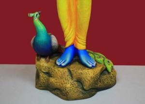 Estatua de Krishna Nirmala Hecha a Mano en Resina Multicolor, Figura Decorativa para el Hogar o Templo, Dios Indio Murlidhar - Product Image 4