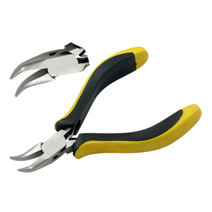 133mm Stainless Steel Bent Chain Nose Pliers Smooth Jaws Ergonomic Spring Handles Black Yellow Color Crimping Cutting Fishing - Product Image 1