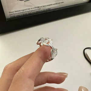 Anillo Abierto de Plata de Ley S925 con Diseño de Nariz de Cerdo Estilo Japonés Coreano, Textura Sencilla, Joyería de Mano Estilo Ins - Product Image 4