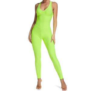 Ensemble 3 pièces sexy pour femme : combinaison de yoga et fitness côtelée à dos ouvert, contrôle du ventre, taille haute, écologique, pour la gym et le sport - Product Image 3