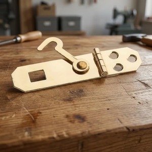 Top Selling Durable Solid Brass Hasp Staple <b>Lock</b> for Wooden <b>Doors</b> Gates Cabinets Sheds Security Use Kitchen Living Room Best - Product Image 2
