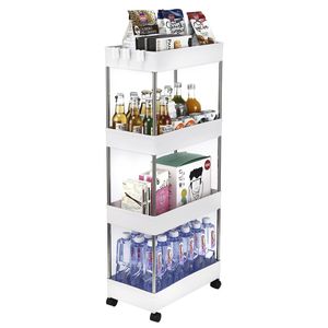 4-Tier Slide Out <b>Rolling</b> Utility Storage Cart with 4 Storage Baskets Mobile Organizer Shelf Rack <b>Kit</b> - Product Image 4