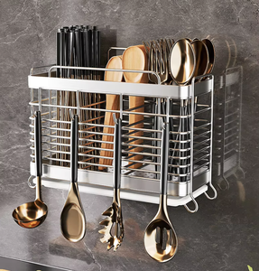 OEM/ODM Vietnam Wall Mounted Stainless Steel Chopstick Holder Single Tier Waterproof <b>Kitchen</b> <b>Storage</b> Rack - Product Image 3