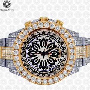 Charm_Jewells Luxury Round Analog Quartz <b>Watch</b> Stainless Steel Band <b>Diamond</b> Bezel 40mm Chronograph Unisex - Product Image 3