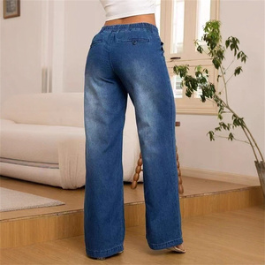 Jean Baggy pour Filles Coupe Droite Ample Jambe Large en Denim Léger et Simple pour Usage Quotidien - Été Automne - Product Image 2