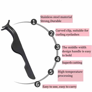 Pince à épiler en acier inoxydable pour extensions de cils, pointe lisse, applicateur de précision pour pose de faux cils - Product Image 3