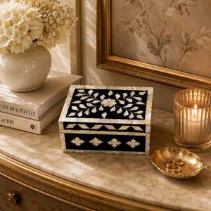 Boîte à bijoux moderne de luxe en nacre, décorative, faite à la main, mosaïque, organisateur de rangement pour bijoux, vanité et intérieurs de maison - Product Image 2
