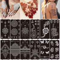 Stiker Tato Mehendi Tahan Air Ramah Lingkungan untuk Wajah dan Tubuh, Desain Sementara Perekat Sendiri, Tato Henna DIY Seksi
