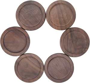 Posavasos de Madera con Soporte, Nogal Natural, para Decoración de Mesa en Hogar u Oficina - Product Image 4