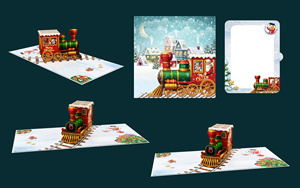 Christmas Pop-Up Train Greeting Card 3D Holiday Card Digital Printing Paper Rectangle Festival Decorative <b>Gift</b> - Product Image 4