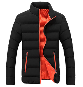 2025 Men's Casual Winter Thickened Stand Collar Warm Padded Windproof Zipper Front Logo Puffer <b>Jacket</b> - Product Image 5