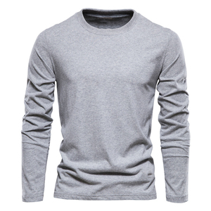 เสื้อยืดคอกลมแขนยาวสำหรับผู้ชายผ้าฝ้ายระบายความร้อนมีสไตล์ - Product Image 5