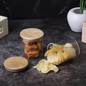 Récipients de stockage en verre borosilicate pour la cuisine avec couvercle en bois naturel, bocaux hermétiques pour le stockage des aliments, épices, sucre, thé - Product Image 5