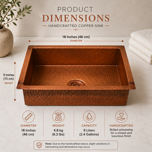 Handmade Hammered Rectangular Copper Bathroom Vessel Sink for Vanity Countertop Modern Wash <b>Basin</b> Luxury Farmhouse Washroom Sink - Product Image 2