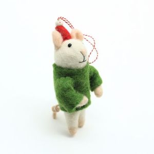 Handmade Felt Christmas Mouse Ornament - Product Image 2