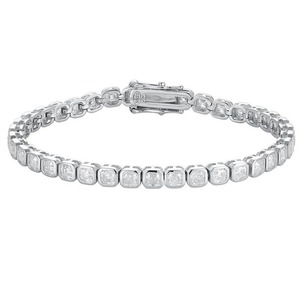 Princess Cut Diamond Tennis <b>Bracelet</b> 925 Sterling <b>Silver</b> Women's Classic Moissanite Wedding Jewelry - Product Image 2