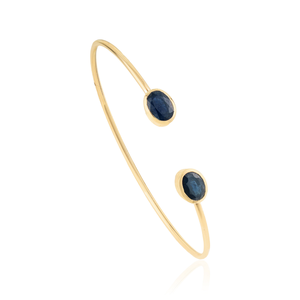Top Quality Hot Selling <b>Solid</b> K14 Yellow <b>Gold</b> Blue Sapphire Simple Flexible Cuff <b>Bangle</b> Trendy Everyday Wear Custom Jewelry - Product Image 3
