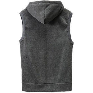 Chaleco Deportivo Sin Mangas con Capucha y Cierre para Hombre, Color Sólido, Tejido Transpirable, Informal, para Otoño - Product Image 2