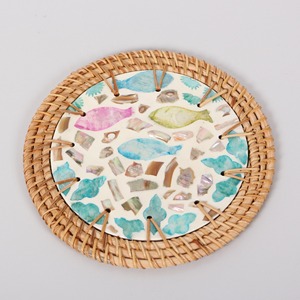 แผ่นรองจานหวายลายเปลือกหอยมุก แผ่นรองจานหวายฝังมุก ราคาโรงงาน - Product Image 5