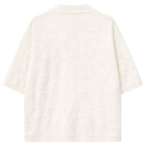 Chemise en tricot à carreaux pour homme, manches courtes, boutonnée, décontractée, été, tricotage, haut blanc, OEM, vente en gros - Product Image 2