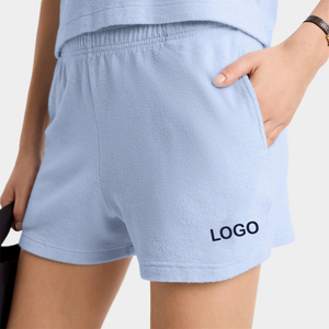 Pantalones Cortos Deportivos Vendome Personalizados para Mujer, de Algodón Premium, Cintura Elástica, 320 GSM, Teñidos, con Logotipo Bordado - Product Image 3