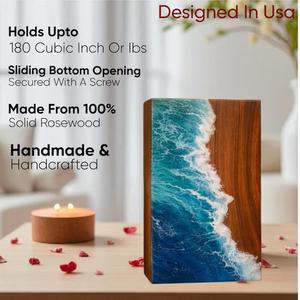 Urne funéraire artisanale en résine océanique |   Souvenir commémoratif en bois - Product Image 5
