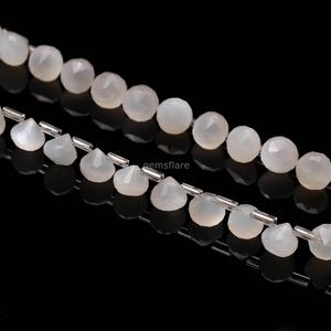 Natural White Moonstone Faceted Onion Briolette Beads 7-9MM Teardrop Shape Moonstone Gemstone Beads Loose Faceted <b>Stone</b> Beads - Product Image 1