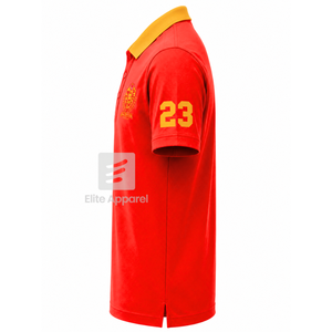 Camiseta Polo Transpirable Personalizada NSPDK con Logotipo Bordado en la Parte Delantera, Roja y Dorada, Casual, de Manga Corta para Mujer - Product Image 4