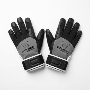 Premium Leather Full <b>Finger</b> Exercise Gloves Breathable Non-Slip Support Adjustable Wrist <b>Strap</b> for Weightlifting Gym Training - Product Image 1
