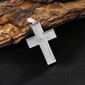 High Quality Rhodium 925 Silver 26x38mm <b>Cross</b> Jesus Bezel Setting Breast Milk Resin Ashes DIY Charm Pendant Jewelry Components - Product Image 1