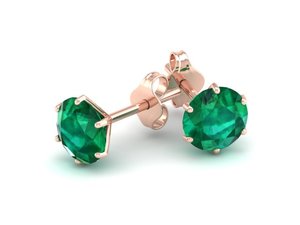 REYES Factory Wholesale Price 14K Solid Gold 2.57 Carat Emerald Gemstone Screw <b>Back</b> Stud <b>Earrings</b> For Women Fine Jewelry - Product Image 5