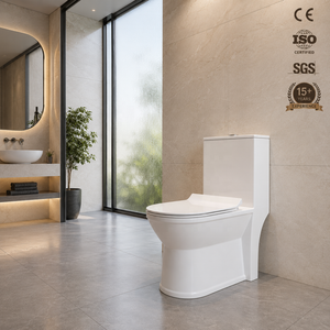 Rimless One Piece Ceramic Toilet Elongated Bowl Dual-Flush Gravity Flushing S-<b>Trap</b> Floor Mounted Contemporary Lavatory Bathroom - Product Image 6