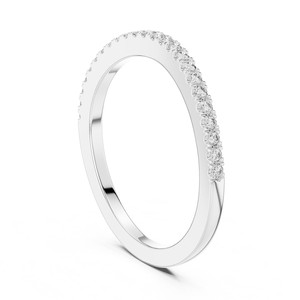 Bague de mariage fine en diamant de laboratoire 0,22 CT, pavé rond, demi-éternité empilable, or massif 18K 14K 10K, argent 925, pour femme - Product Image 2