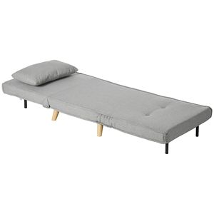 Divano Letto 2-in-1 Grigio con Schienale Regolabile, Braccioli Pieghevoli e Contenitore, Imbottitura in Schiuma per Soggiorno - Product Image 1