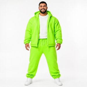 Men's Heavyweight Hooded Breathable Boxy Fit Oversized Fit Fleece Tracksuit Loopback Cotton Fleece <b>Winter</b> <b>Wear</b> Trendy - Product Image 1