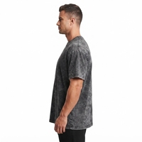 T-shirt noir délavé à l'acide 100% coton vierge coupe oversize vintage streetwear lourd mode vente en gros OEM ODM