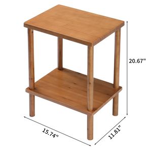 Tavolino in Legno a 2 Ripiani Resistente alle Intemperie, Tavolino Laterale per Interni ed Esterni con Ripiano Portaoggetti, Piccolo Tavolino da Caffè per Patio - Product Image 4