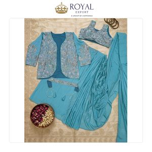 Mejor Precio de Mercado en Oferta Exclusiva: Hermoso Diseño de Seda Chinnon con Bordado para Fiestas y Bodas - Product Image 5