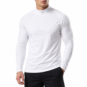 Custom Men’s Quarter Zip Compression Shirt Long Sleeve <b>Mock</b> <b>Neck</b> Gym Training Running Performance <b>Top</b> Gym wear Cycling - Product Image 1