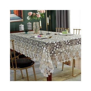 Fashionable New Transparent Embroidered Rese Gold Colour Beautiful Hand Made 100% Organic Cotton Fabric Table Clothes on Sale - Product Image 5