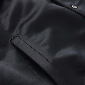 Chaqueta Varsity de Satén de Primera Calidad, Corte Regular, Sin Cuello, Cierre de Botones, Color Sólido, Informal de Invierno, Gruesa por Delante - Product Image 2