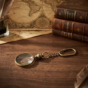 Nautical Brass Pendant Magnifier Keychain <b>Vintage</b> Mini Magnifying Glass <b>Key</b> Ring Decorative Antique Maritime Collectible Gift - Product Image 5
