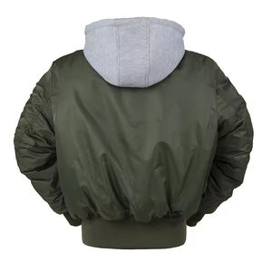 Chaqueta Bomber Verde Oliva para Hombre, con Capucha, Cierre de Cremallera, Resistente al Viento, Informal, Material de Poliéster, Logotipo Personalizado en la Parte Delantera - Product Image 5