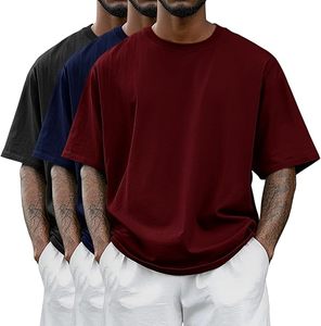 <b>Men's</b> Short Sleeve O-Neck T-<b>Shirt</b> Oversized Fit with Pattern Casual Knitted Quick Dry 100% Cotton Front Logo - Product Image 5