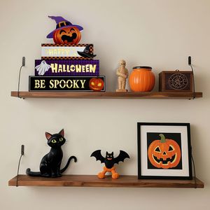 Decorazioni di Halloween per Interni Premium da 9,4 Pollici, Set di Lettere 3D Luminose in Stile Rustico, Alimentate a Batteria con Timer, Blocchi in Legno - Product Image 3